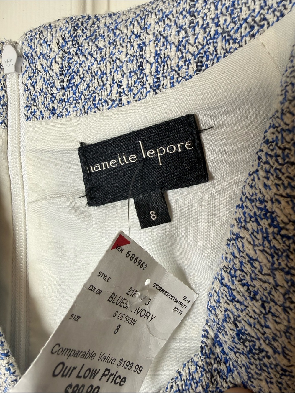 Nanette Lepore Ivory Blue Sky Love or Money Shift Dress - Picture 3 of 8